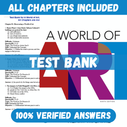 Test Bank for A World of Art, 9th Edition by Henry M. Sayre