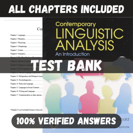 Test Bank for Contemporary Linguistic Analysis An Introduction 9th Edition by O’Grady, Archibald
