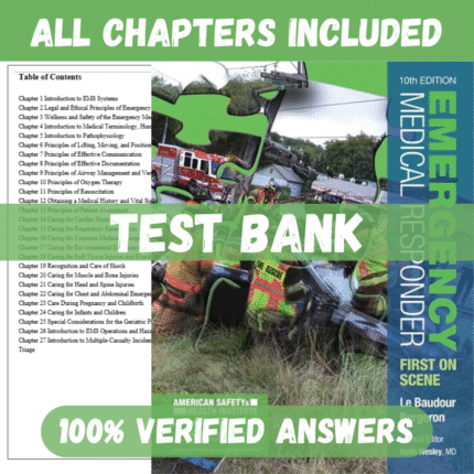 Test Bank for Emergency Medical Responder First on Scene 10th edition by Le Baudou