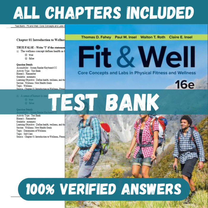 Test Bank for Fit and Well Core Concepts and Labs in Phys
