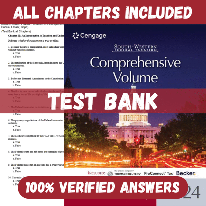 south-western federal taxation 2024 comprehensive volume 47th edition by young test bank, south-western federal taxation 2024 comprehensive volume 47th edition by young pdf download, south-western federal taxation 2024 comprehensive volume 47th edition by young practice questions, south-western federal taxation 2024 comprehensive volume 47th edition by young solution manual, south-western federal taxation 2024 comprehensive volume 47th edition by young answer key , south-western federal taxation 2024 comprehensive volume 47th edition by young test bank