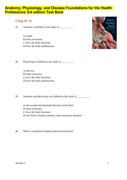 Anatomy Physiology and Disease Foundations for the Health Professions 3rd edition Test Bank1