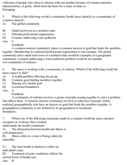 Community and Public Health Nursing 10th Edition Rector Test Bank