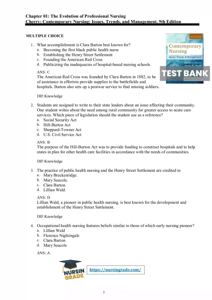 Contemporary Nursing Issues Trends and Management 9th Edition Test Bank 1
