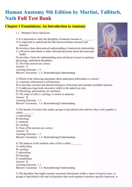 Human Anatomy 9th Edition by Martini Tallitsch Nath Test Bank1