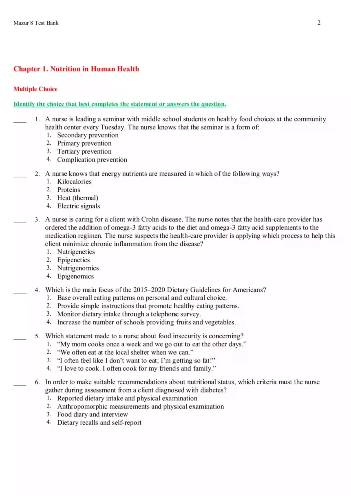 Lutzs Nutrition and Diet Therapy 8th Edition by Erin E. Mazur Test Bank Page2.webp 002