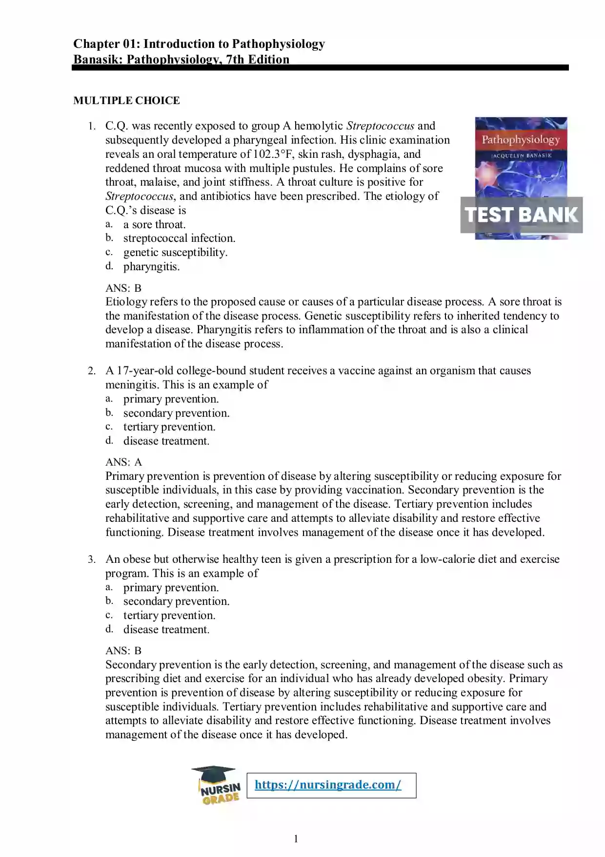 Pathophysiology 7th Edition Jacquelyn L. Banasik Test Bank 1 1 Pathophysiology 7th Edition Jacquelyn L. Banasik Test Bank 1 1