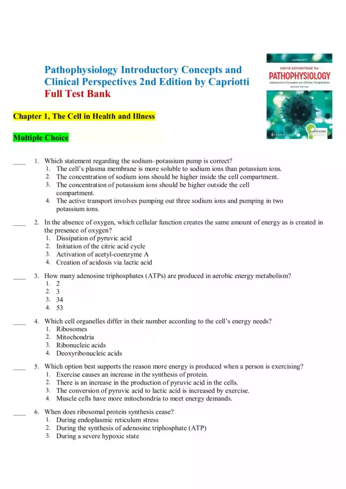 Pathophysiology Introductory Concepts and Clinical Perspectives 2nd Edition by Capriotti Test Bank