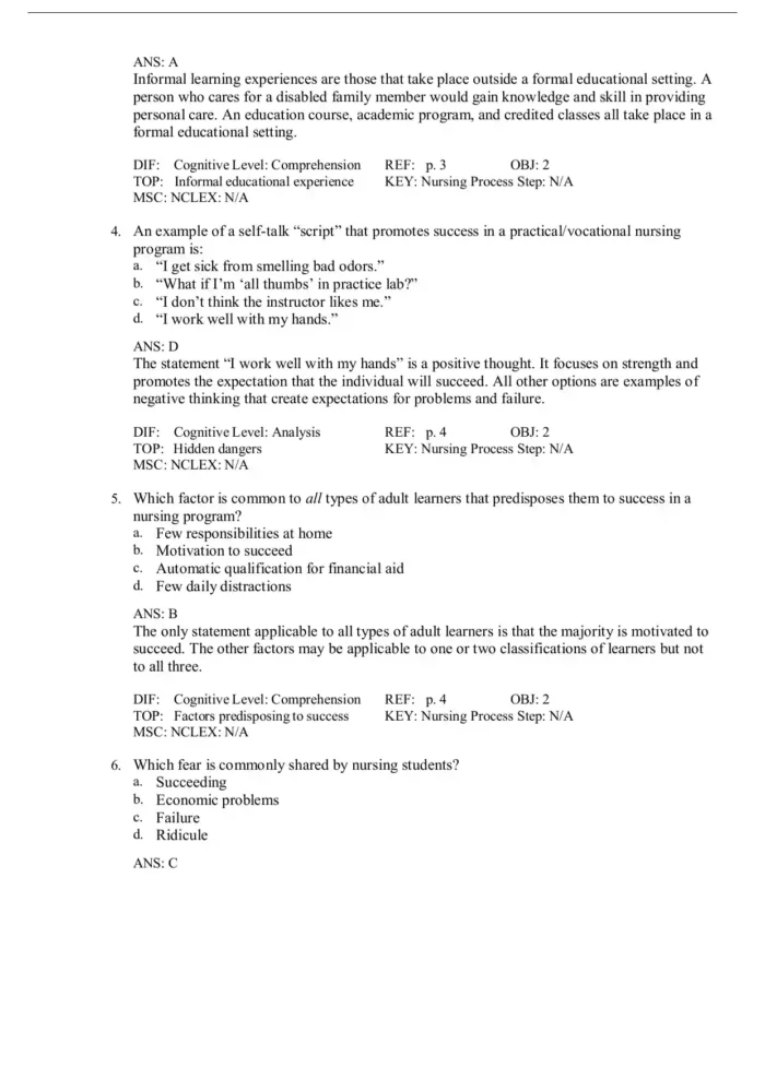 Success in Practical Vocational Nursing 10th Edition Carrol Collier Test Bank Page2