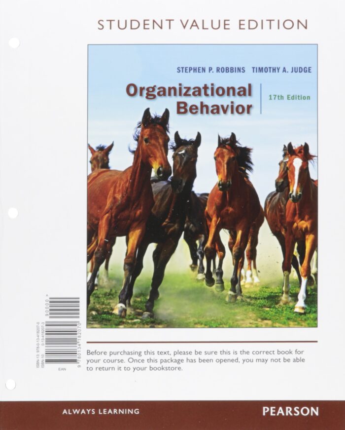 Test Bank for Organizational Behavior 17th Edition Stephen P. Robbins Timothy A. Judge